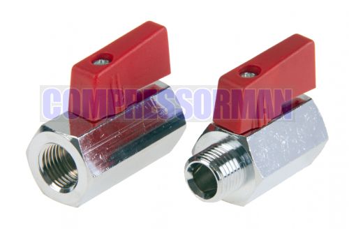 Mini Ball Valves Red Handle F/F & M/F 1/8