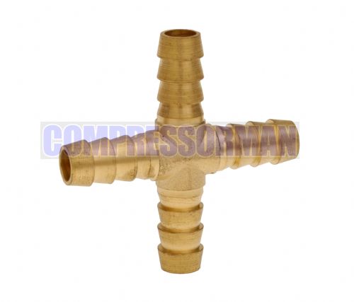 Hose Tail Cross - Brass 1/4