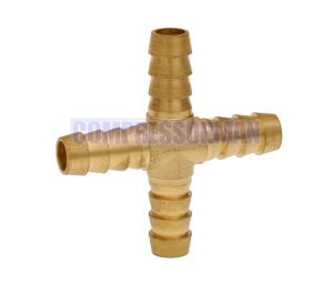 Hose Tail Cross - Brass 1/4